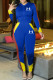 Blue Fashion Casual Print Letter Hooded Collar Long Sleeve Two Pieces