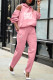 Pink Fashion Casual Print Letter Hooded Collar Long Sleeve Two Pieces