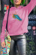 Pink Fashion Casual Print Patchwork Hooded Collar Tops