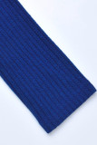 Deep Blue Casual Cross-over Design Two-piece Pants Set