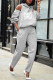 Grey Fashion Casual Print Letter Hooded Collar Long Sleeve Two Pieces