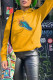 Yellow Fashion Casual Print Patchwork Hooded Collar Tops
