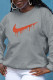 Grey Fashion Sportswear Print Patchwork O Neck Tops