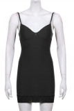 Apricot Fashion Sexy Solid Patchwork Backless Spaghetti Strap Sleeveless Dress