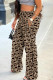 Multicolor Fashion Casual Print Basic Regular High Waist Trousers