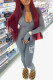 Grey Casual Letter Print Basic Zipper Collar Jumpsuits