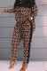 Brown Fashion Casual Print Patchwork O Neck Long Sleeve Two Pieces
