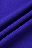Purple Casual Solid Tassel Patchwork Zipper O Neck Dresses
