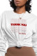 White Fashion Casual Print Letter O Neck Tops