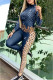 Dark Blue Fashion Casual Print Patchwork Long Sleeve Two Pieces