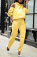 Yellow Fashion Casual Print Letter Hooded Collar Long Sleeve Two Pieces