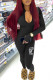 Black Casual Letter Print Basic Zipper Collar Jumpsuits