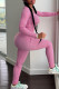 Pink Casual Sportswear Solid Basic O Neck Long Sleeve Two Pieces