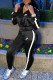 Black Fashion Sportswear Print Patchwork Long Sleeve Two Pieces