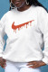 White Fashion Sportswear Print Patchwork O Neck Tops
