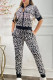 Black Fashion Sexy Print Patchwork Letter O Neck Short Sleeve Two Pieces