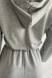 Pink Casual Solid Patchwork Hooded Collar Long Sleeve Two Pieces