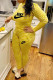 Lemon Yellow Fashion Casual Striped Print Patchwork O Neck Long Sleeve Two Pieces