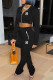 Black Fashion Casual Letter Patchwork Hooded Collar Long Sleeve Two Pieces