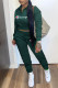 Army Green Fashion Street Print Patchwork Turndown Collar Long Sleeve Two Pieces