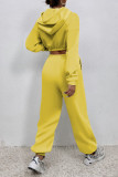 Pink Casual Solid Patchwork Hooded Collar Long Sleeve Two Pieces