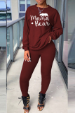 Yellow Casual Print Patchwork O Neck Long Sleeve Two Pieces