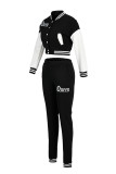 Red Fashion Casual Patchwork Letter Long Sleeve Two Pieces