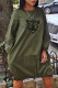 Green Fashion Casual Print Basic O Neck Long Sleeve Dresses