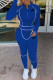 Blue Fashion Sportswear Print Patchwork O Neck Long Sleeve Two Pieces