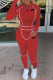 Red Fashion Sportswear Print Patchwork O Neck Long Sleeve Two Pieces