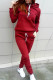 Red Fashion Casual Letter Print Basic Hooded Collar Long Sleeve Two Pieces