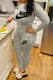 Grey Fashion Casual Striped Print Patchwork O Neck Long Sleeve Two Pieces