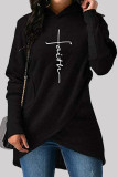 Red Fashion Casual Print Patchwork Hooded Collar Tops