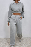 Pink Casual Solid Patchwork Hooded Collar Long Sleeve Two Pieces