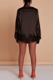 Green Sexy Solid Patchwork Asymmetrical V Neck Long Sleeve Two Pieces