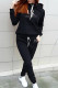 Black Fashion Casual Letter Print Basic Hooded Collar Long Sleeve Two Pieces