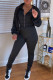 Black Fashion Casual Solid Fold Hooded Collar Long Sleeve Two Pieces