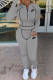 Grey Fashion Sportswear Print Patchwork O Neck Long Sleeve Two Pieces