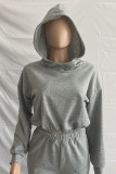 Pink Casual Solid Patchwork Hooded Collar Long Sleeve Two Pieces
