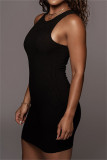 White Sexy Casual Solid Basic O Neck Vest Dress