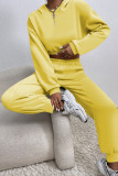 Pink Casual Solid Patchwork Hooded Collar Long Sleeve Two Pieces