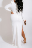 White Fashion Sexy Patchwork Hot Drilling See-through Long Sleeve Two Pieces