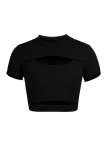 Green Sexy Solid Hollowed Out Half A Turtleneck T-Shirts