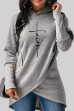 Red Fashion Casual Print Patchwork Hooded Collar Tops