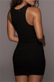 White Sexy Casual Solid Basic O Neck Vest Dress