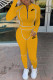 Yellow Fashion Sportswear Print Patchwork O Neck Long Sleeve Two Pieces