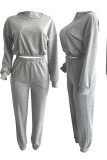 Pink Casual Solid Patchwork Hooded Collar Long Sleeve Two Pieces