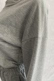 Pink Casual Solid Patchwork Hooded Collar Long Sleeve Two Pieces