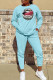 Light Blue Fashion Casual Lips Printed Basic O Neck Long Sleeve Two Pieces