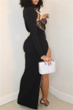 White Fashion Sexy Patchwork Hot Drilling See-through Long Sleeve Two Pieces